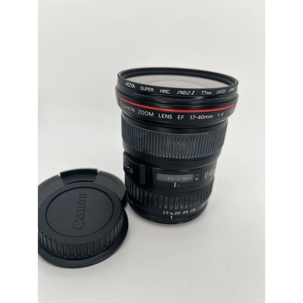 Canon EF 17-40mm f/4L USM Zoom Lens EF Mount Untested w/ Hoya 77mm UV Filter